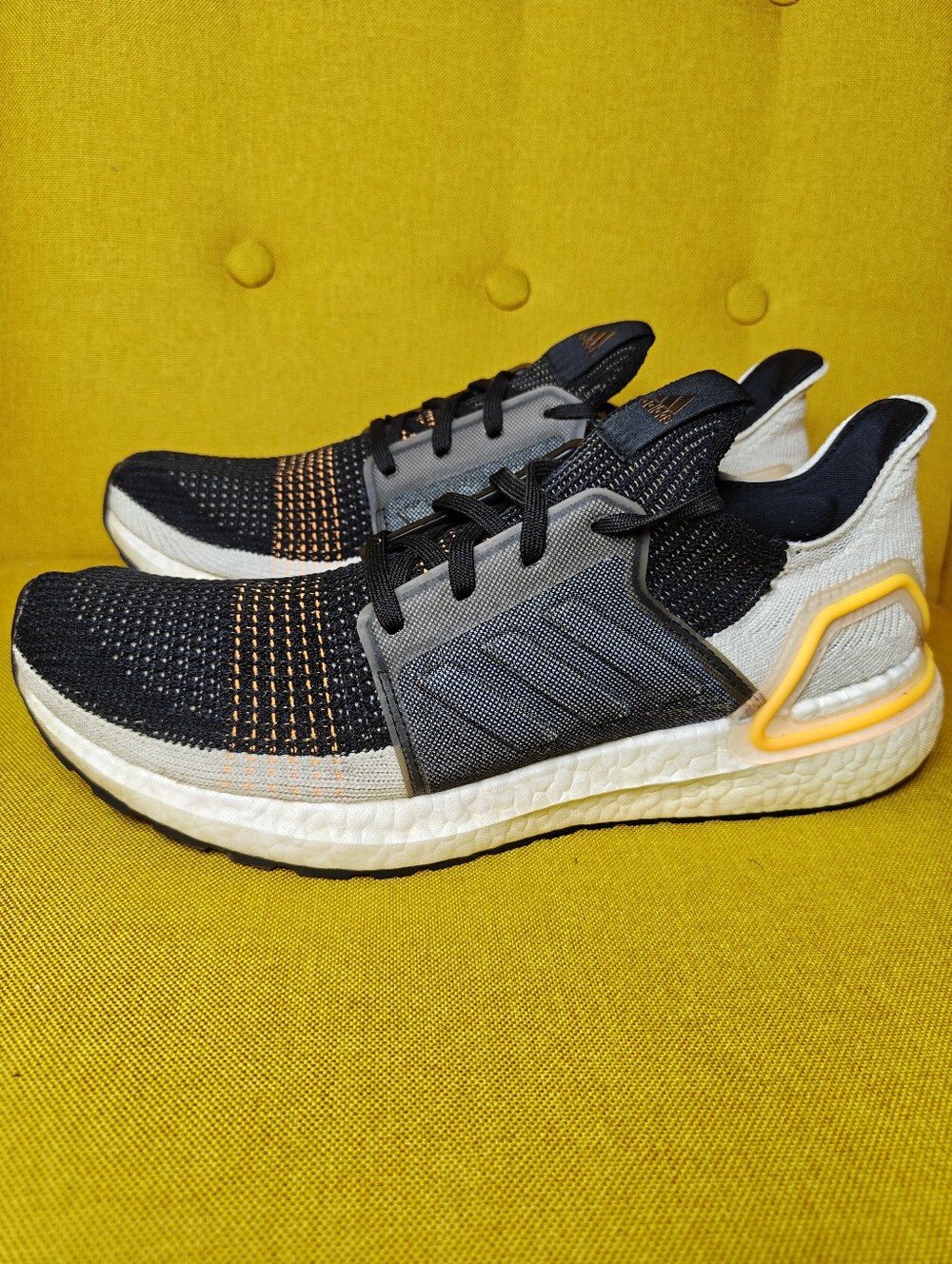 Adidas Ultraboost 19 'Trace Cargo' Knit Black Orange Sneakers Men's Shoe Sz 10.5